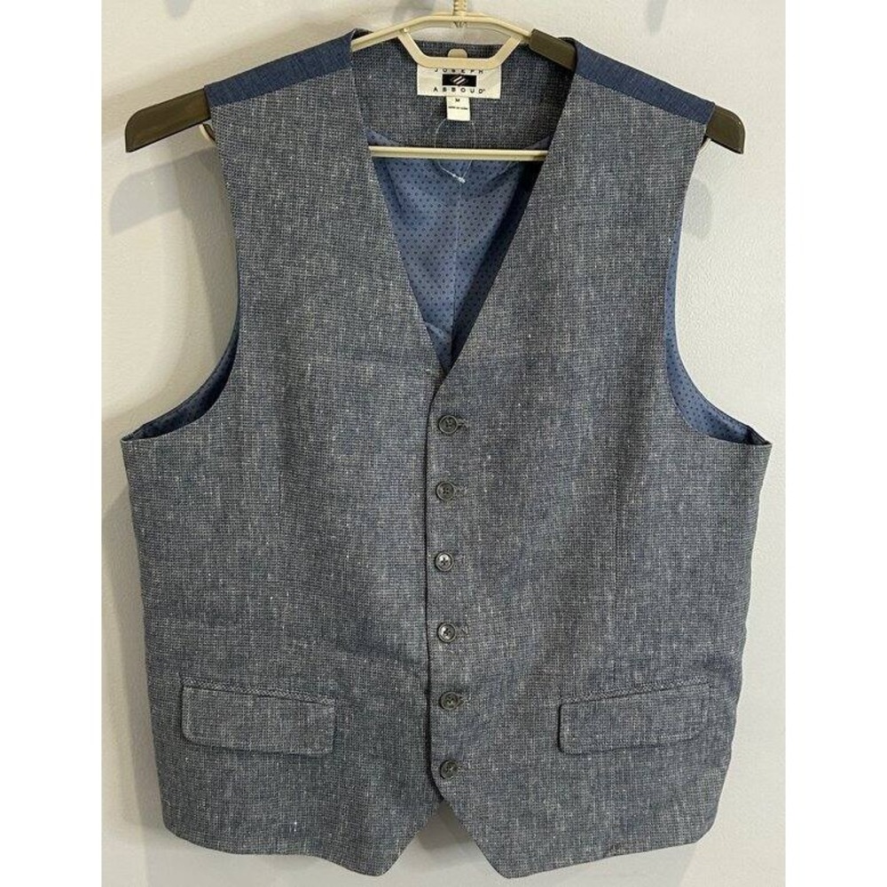 Joseph Abboud Mens Blue Linen Blend Textured Blazer Vest New‎ Size M